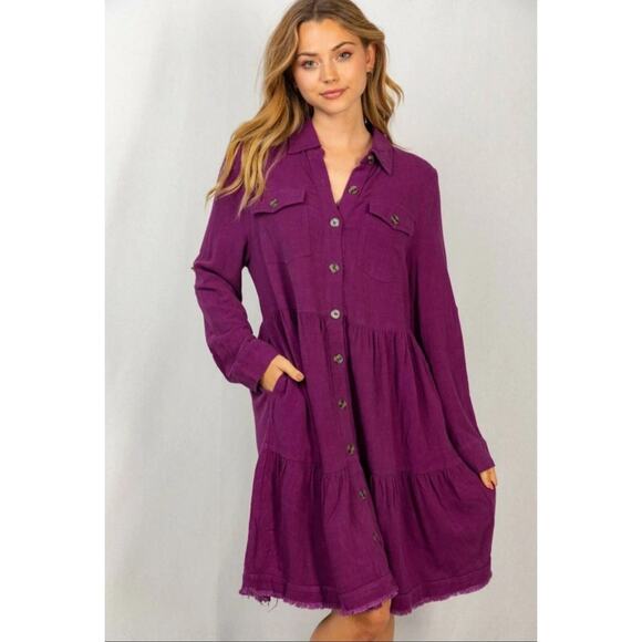NWT White Birch Plum Purple Around Town Button Down Jacket Dress Size Medium - Picture 1 of 10